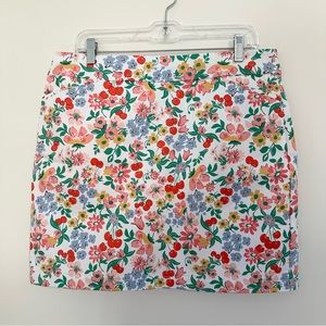 Croft & Barrow Floral and Cherry Mini Pencil Skirt Casual Stretch Skort size 12